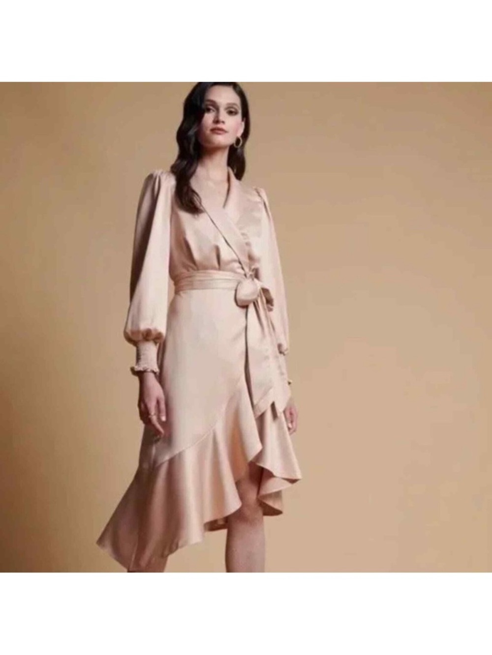 NWT Rachel Parcell XS Wrap Dress Puff Sleeve Midi Ruffle